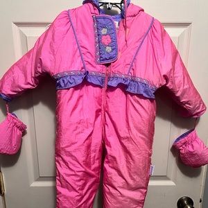 Weather Tamer Outerwear Floral Snow Suit 80s 90s Girls Vintage Coat 18 Months